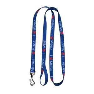 I Heart MENSA Dog Leash 3/4" X 60" Blue / White w/ Red Dog Paws